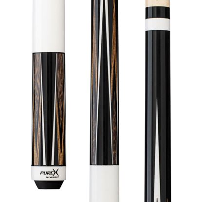 Picture of Pure X Midnight Black & Bocote/Black Palm Points Wrapless Cue - 5/16 x 18 / 12.75mm