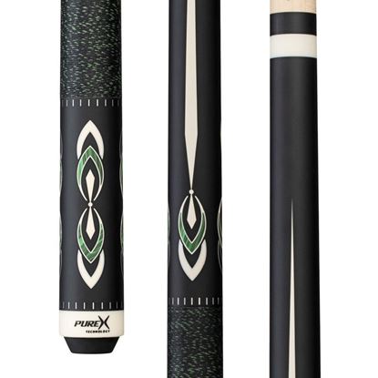 Picture of Pure X Matte Black & Malachite/White Cue with Black & Green Linen Wrap - 5/16 x 18 / 11.75mm
