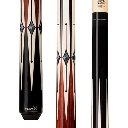 Picture of Pure X Black/Cocobolo with Abalone Cue Wrapless Cue - 5/16 x 18 / 12.75mm