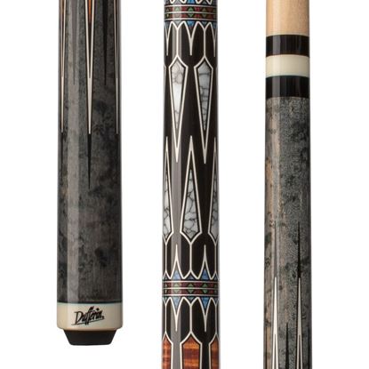 Picture of Dufferin Grey Birdseye & Curly Maple Cue with Embossed Leather Wrap - 5/16 x 18