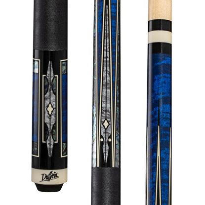 Picture of Dufferin Blue Curly Maple Cue with Black Linen Wrap - 5/16 x 18
